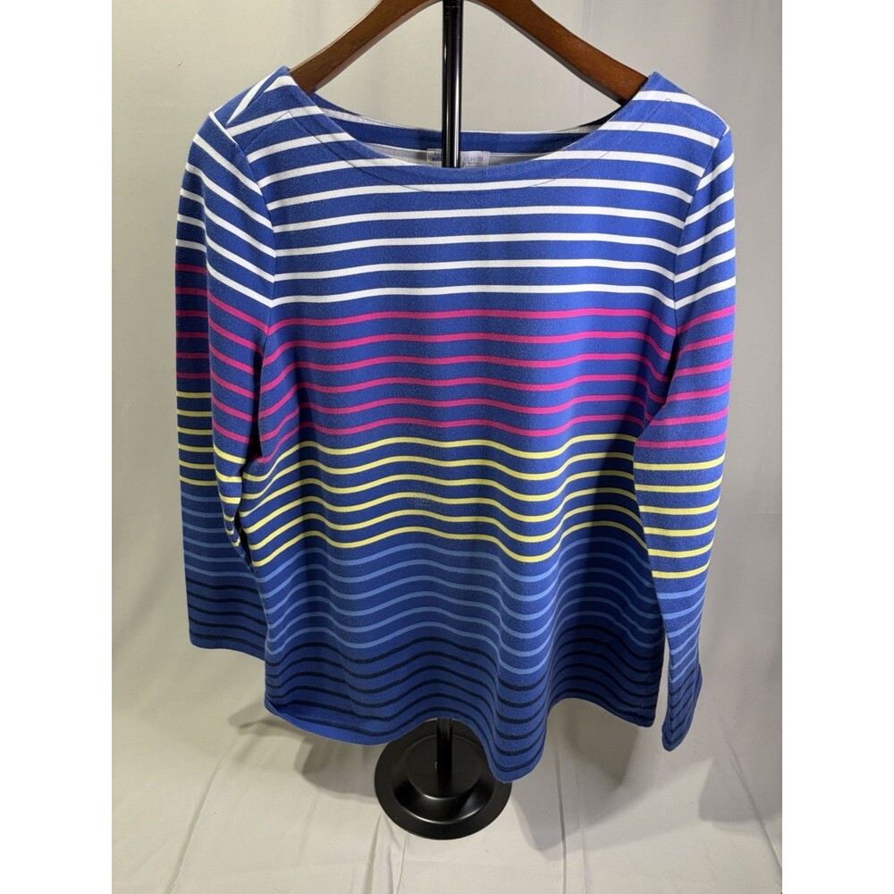 Hello Saturday Talbots Blue Pink White Yellow Heather Knit Sweater Size XL
